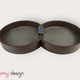 Brown double round lacquer tray 33*18*H5cm